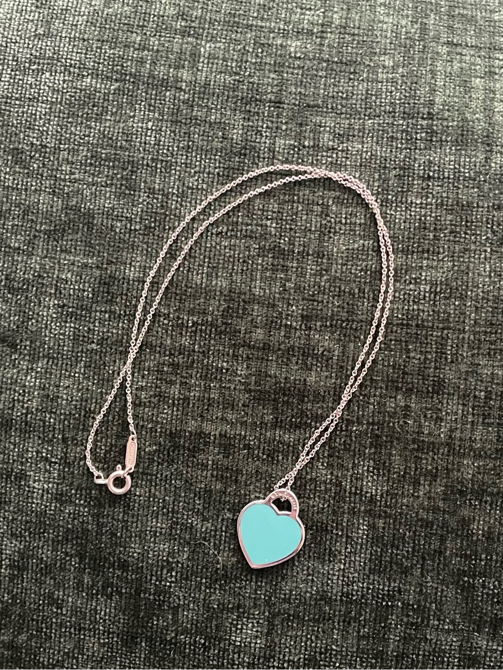 Tiffany & Co. Silver Heart Tag Necklace with Signature Blue - Picture 8 of 10